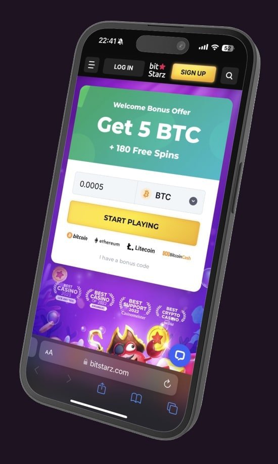 bitstarz website on mobile phone